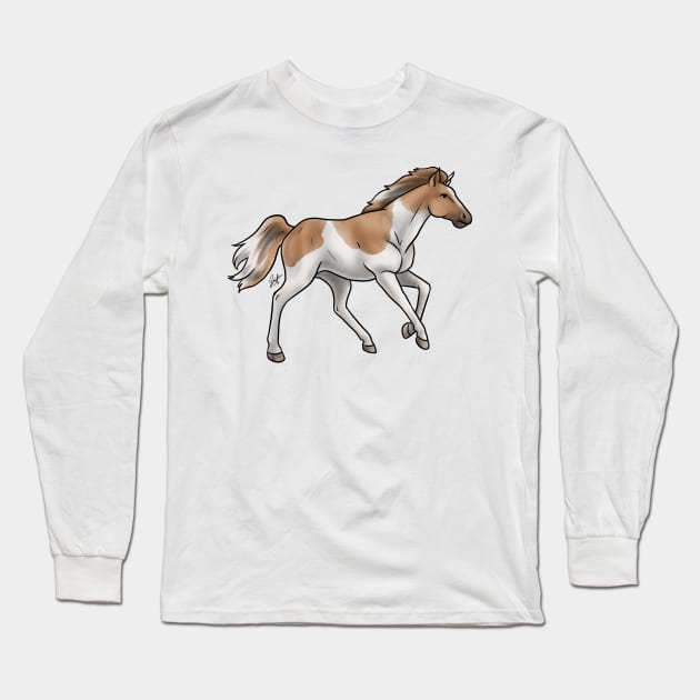 Horse - Mustang - Tobiano Long Sleeve T-Shirt by Jen's Dogs Custom Gifts and Designs